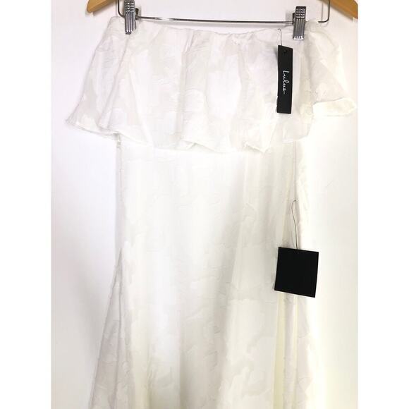 Lulus Love You So Truly Dress Burnout Floral Strapless Midi White NWT Size XS - Picture 4 of 13